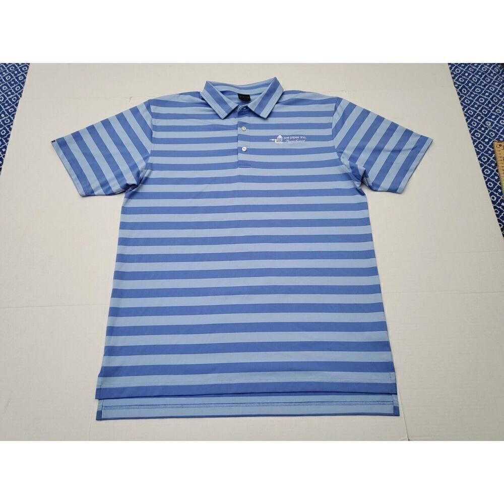 Dunning Golf Polo Shirt Adult XL Blue Coolmax Striped Men's